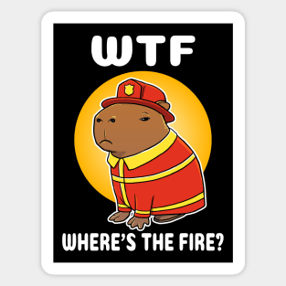 WTF where's the fire Capybara Firefighter Costume Sticker